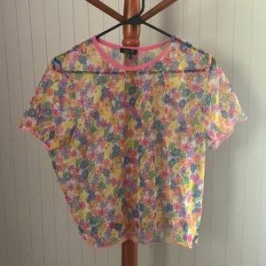 Summer Delia’s Pastel Floral 3x Mesh Shirt